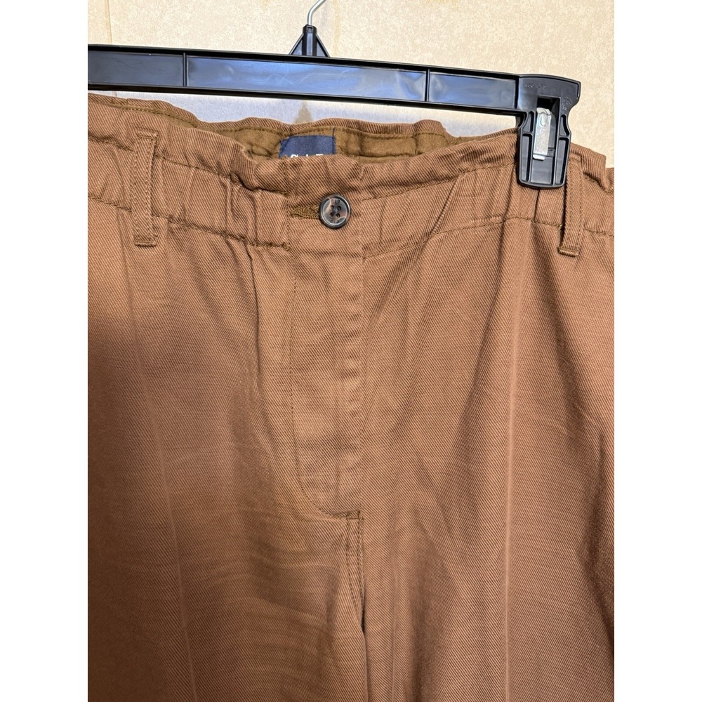 GAP Womens Brown Paperbag Waist Cotton Straight Leg Pants Size XL High Rise - Picture 2 of 13